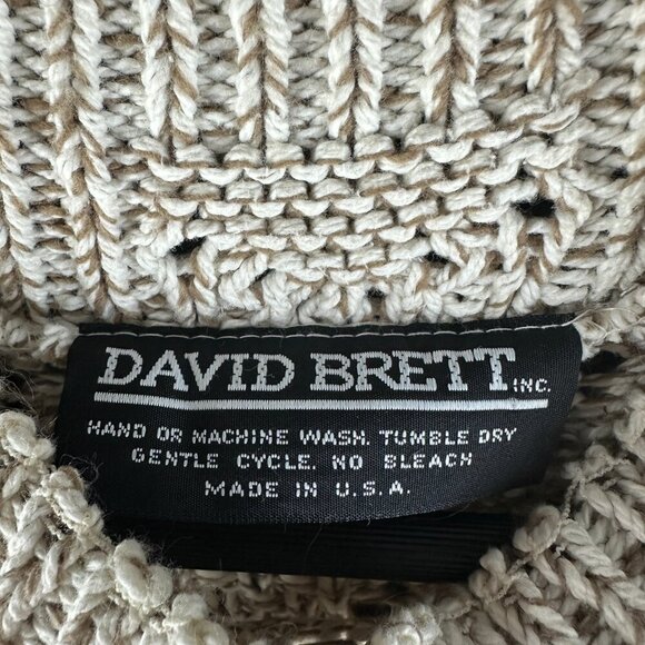 David Brett Sweater Womens Large Beige Loose Knit Ribbed Hem Pullover - Picture 4 of 7